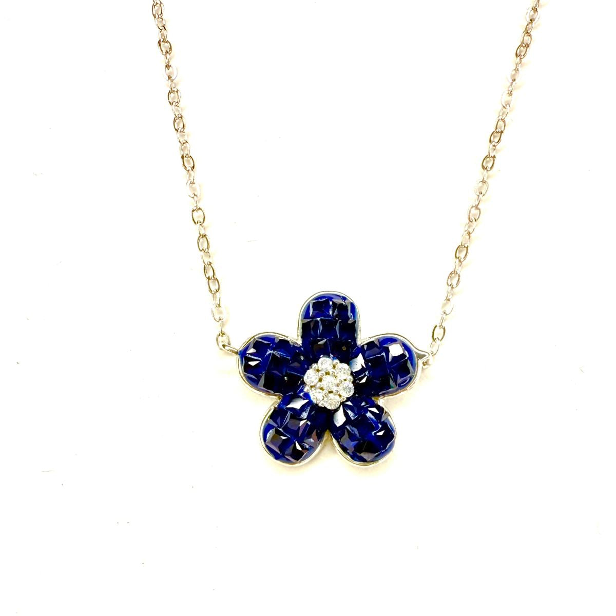 Collar flor azul marino
