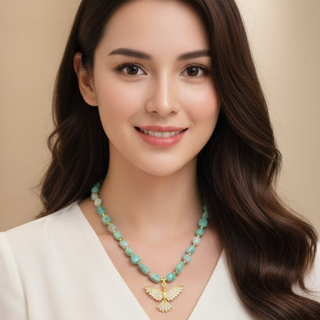 Collar Celeste - Collar Bañado Oro Amarillo