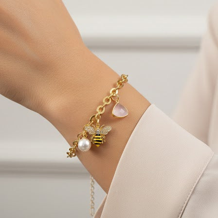 Pulsera Abejita - Pulsera Bañada en Oro