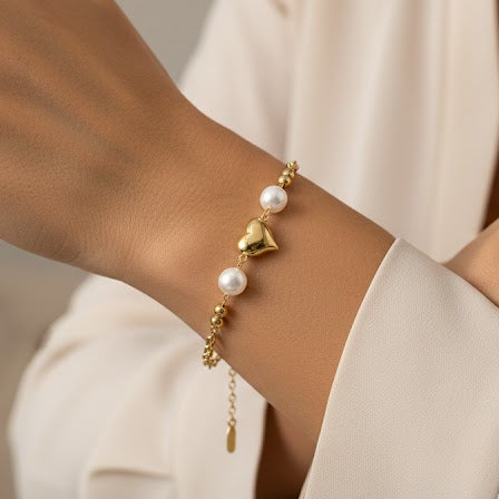 Pulsera Corazón Bombacho - Pulsera Bañada en Oro