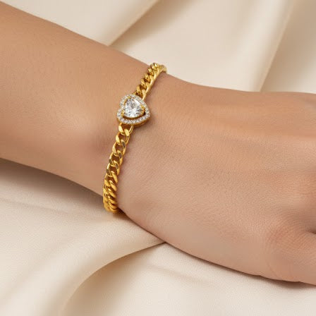 Pulsera Halo Corazón - Pulsera Bañada en Oro