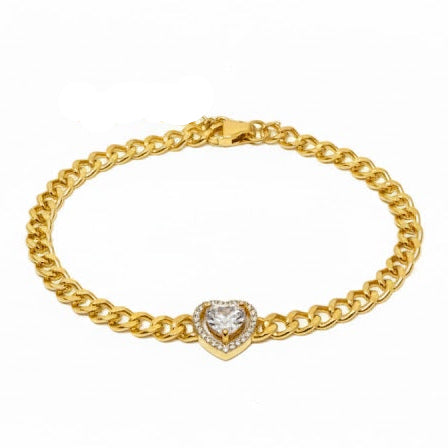 Pulsera Halo Corazón - Pulsera Bañada en Oro