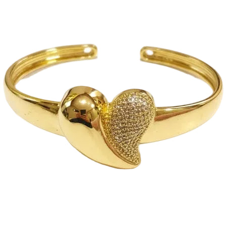 Pulsera Esclava Corazón - Pulsera Bañada en Oro