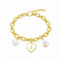 Pulsera Corazón Nacar - Pulsera Bañada en Oro