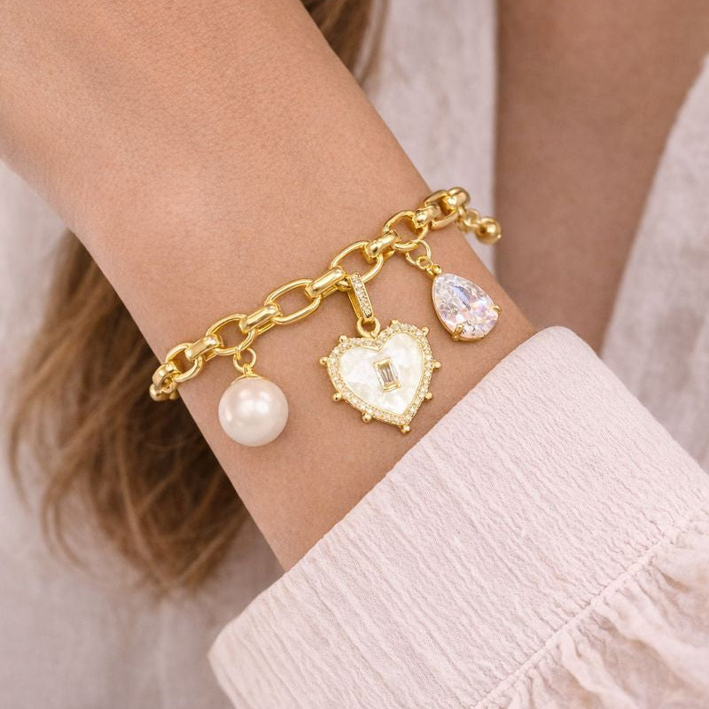Pulsera Corazón Nacar - Pulsera Bañada en Oro