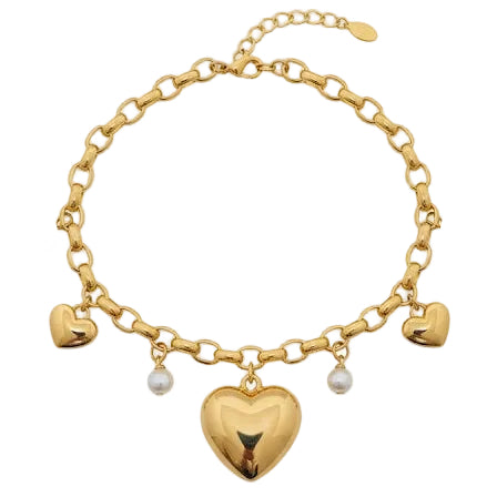 Pulsera Corazones - Pulsera Bañada en Oro