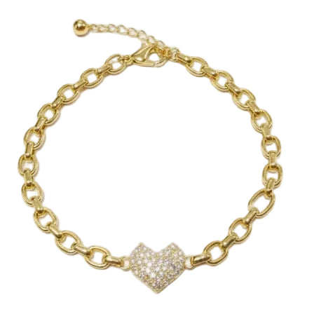 Pulsera Corazón - Pulsera Bañada en Oro
