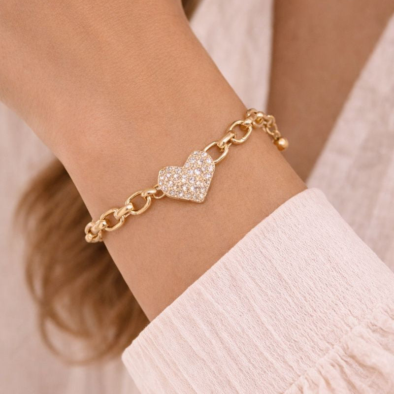 Pulsera Corazón - Pulsera Bañada en Oro