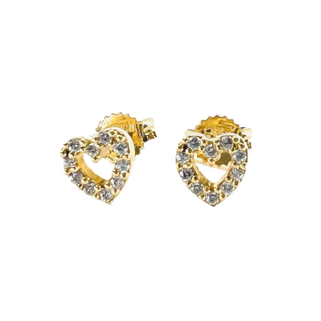 Aro Oro 18k , Corazon zirconitas blancas