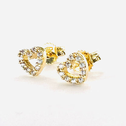 Aro Oro 18k , Corazon zirconitas blancas