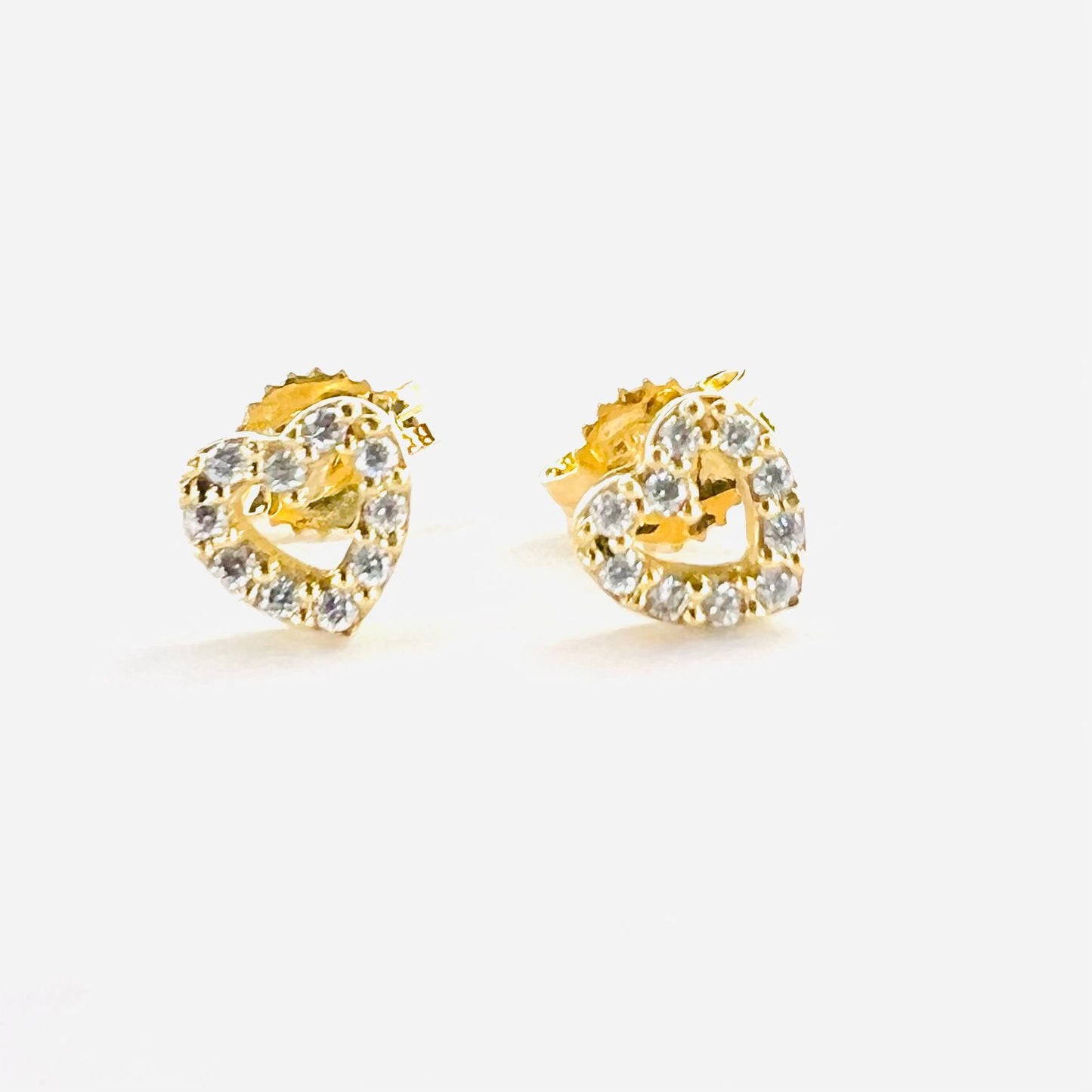 Aro Oro 18k , Corazon zirconitas blancas