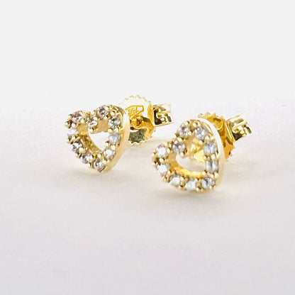 Aro Oro 18k , Corazon zirconitas blancas