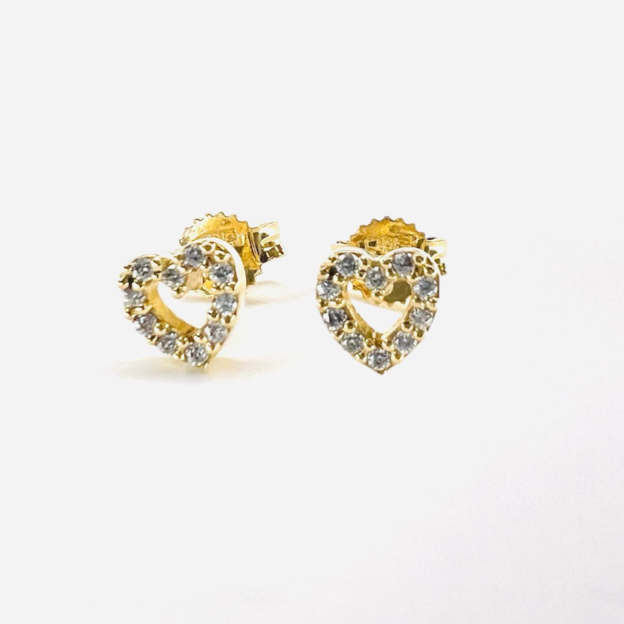 Aro Oro 18k , Corazon zirconitas blancas