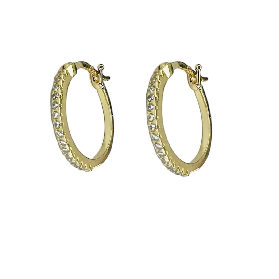 Aro argolla oro 18 k, zirconitas blancas