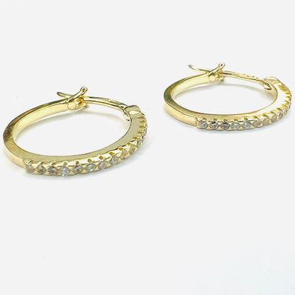 Aro argolla oro 18 k, zirconitas blancas