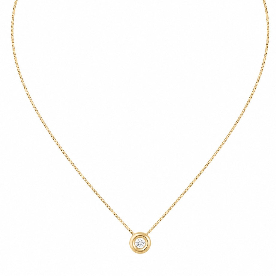 Collar Oro Amarillo Punto de Luz con Diamantes - Collar Oro 18K