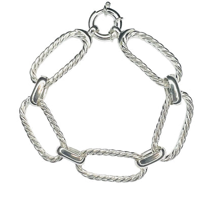 Pulsera Plata eslabones rectangulares espiral