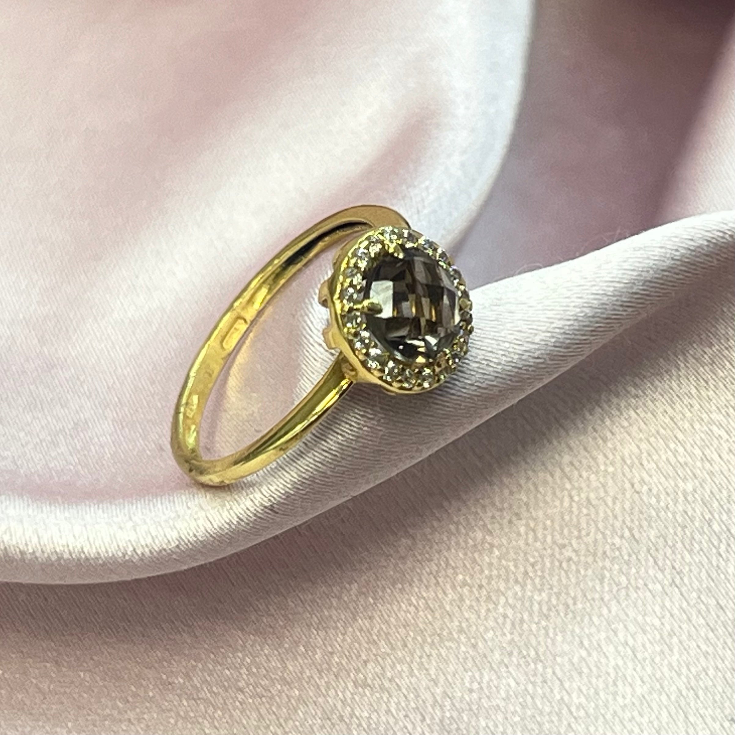 Anillo Oro amarillo amatista briolet - Anillo Oro 18k