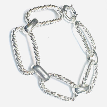 Pulsera Plata eslabones rectangulares espiral