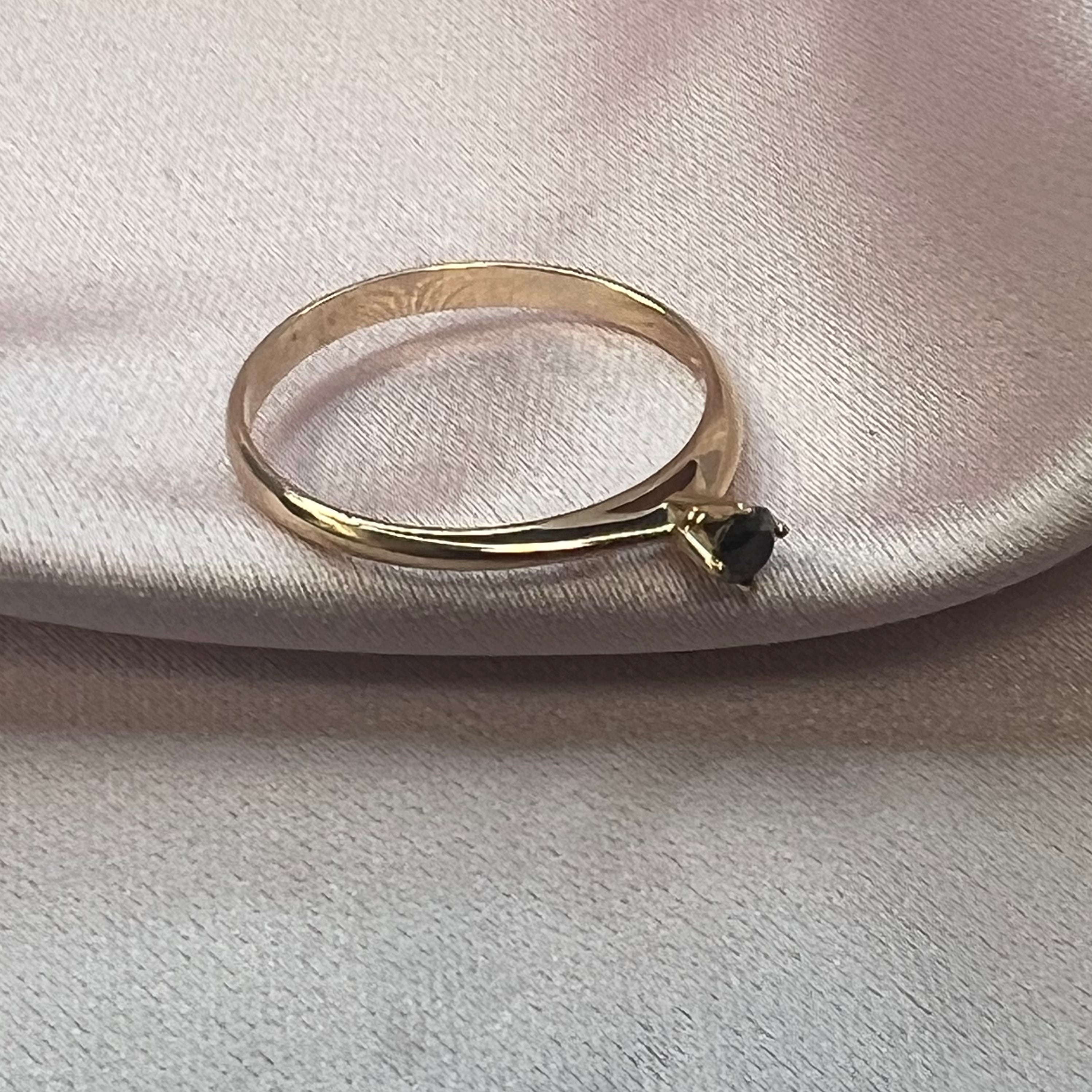 Anillo Oro Rosa Diamante Negro - Anillo Oro 18k