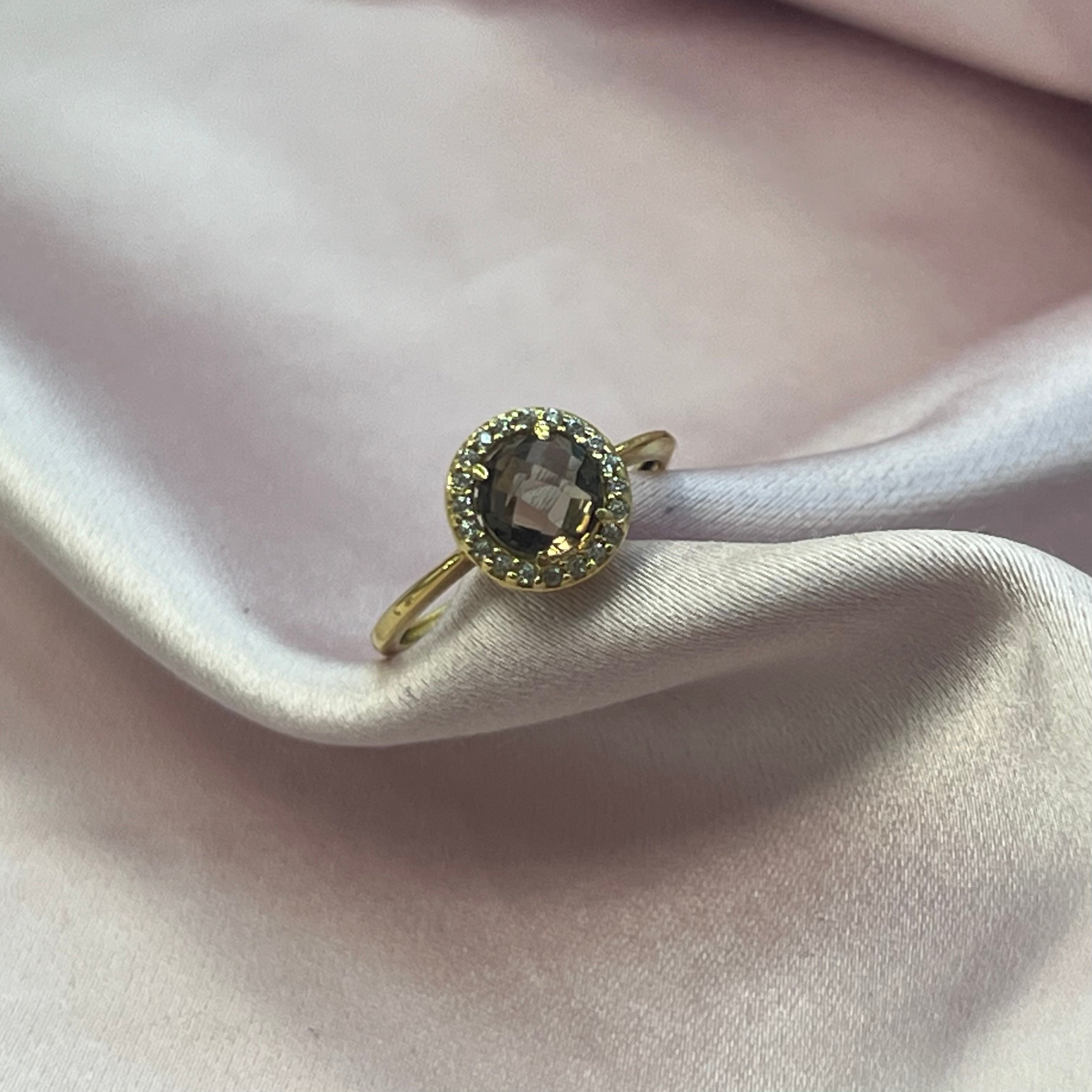 Anillo Oro amarillo amatista briolet - Anillo Oro 18k