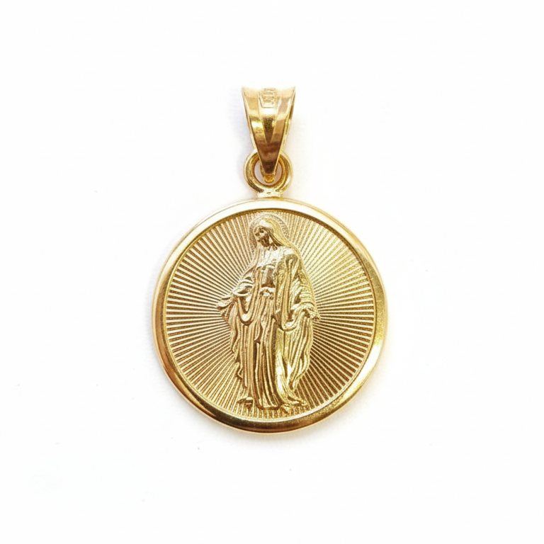 Colgante Escapulario Corazón de Jesús / Virgen del Carmen - Colgante Oro italiano 18k