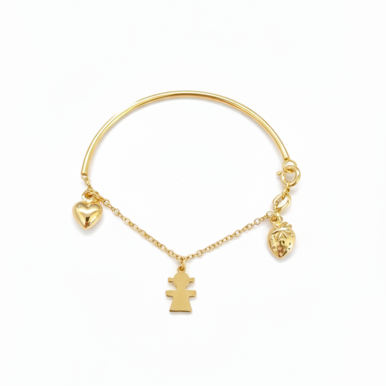 Pulsera 3 colgantes - Pulsera Oro italiano 18K