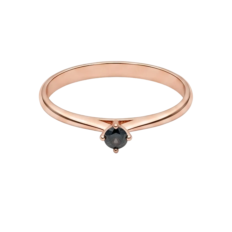 Anillo Oro Rosa Diamante Negro - Anillo Oro 18k