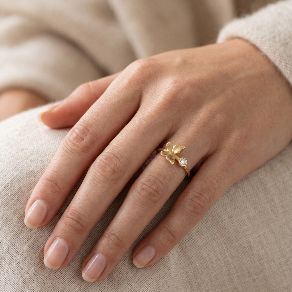 Anillo butterfly en Oro - Anillo Oro italiano 18K