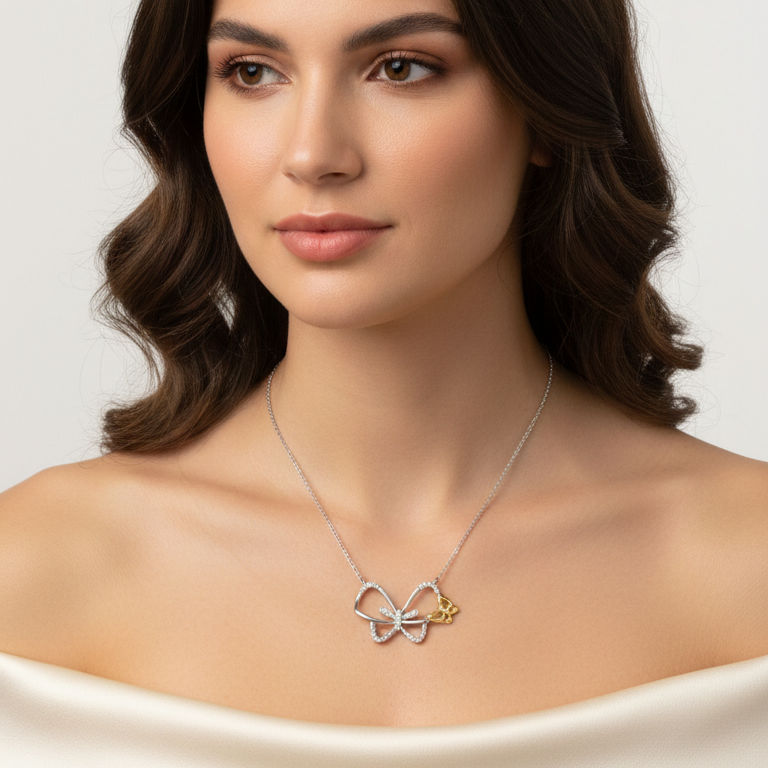 Collar Mariposa - Colgante Oro italiano 18k