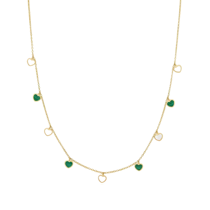 Collar Corazones Esmaltados - Oro Amarillo 18k