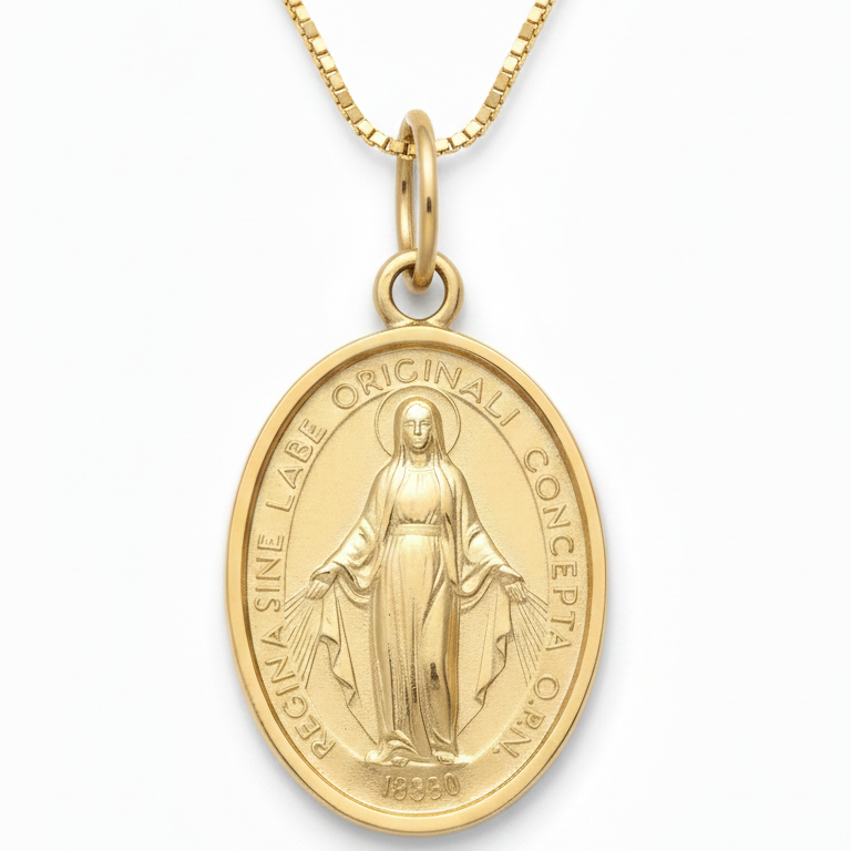 Colgante medalla Virgen La Milagrosa - Colgante Oro italiano 18k