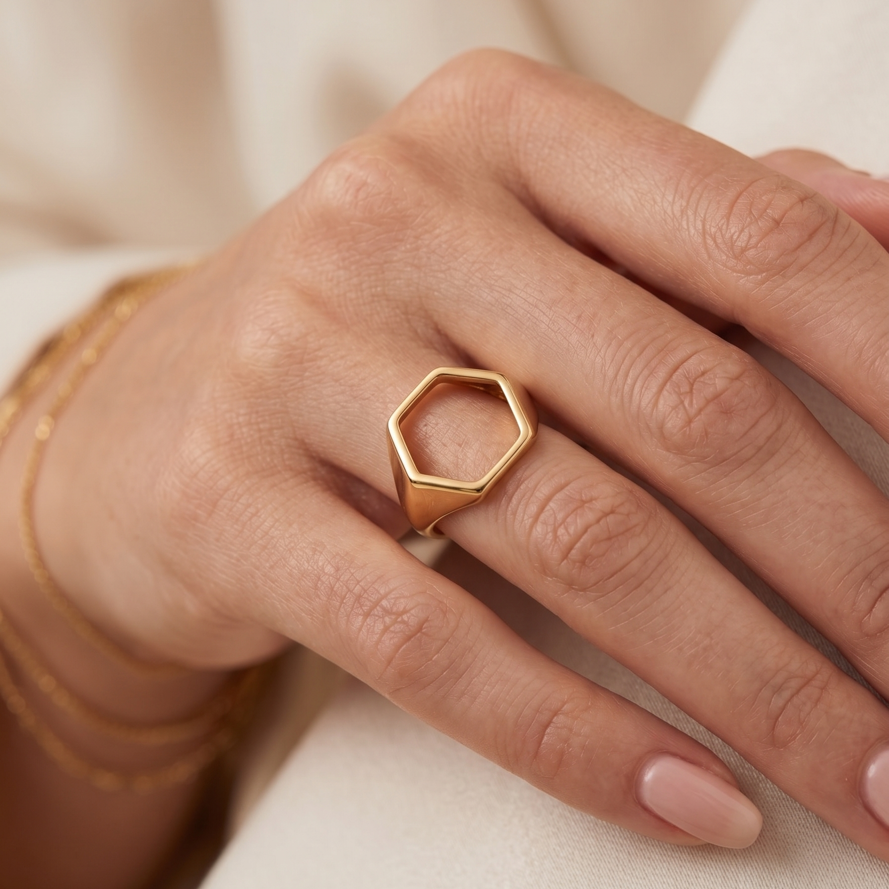 Anillo Hexagonal de Oro 18k - Anillo Oro 18k