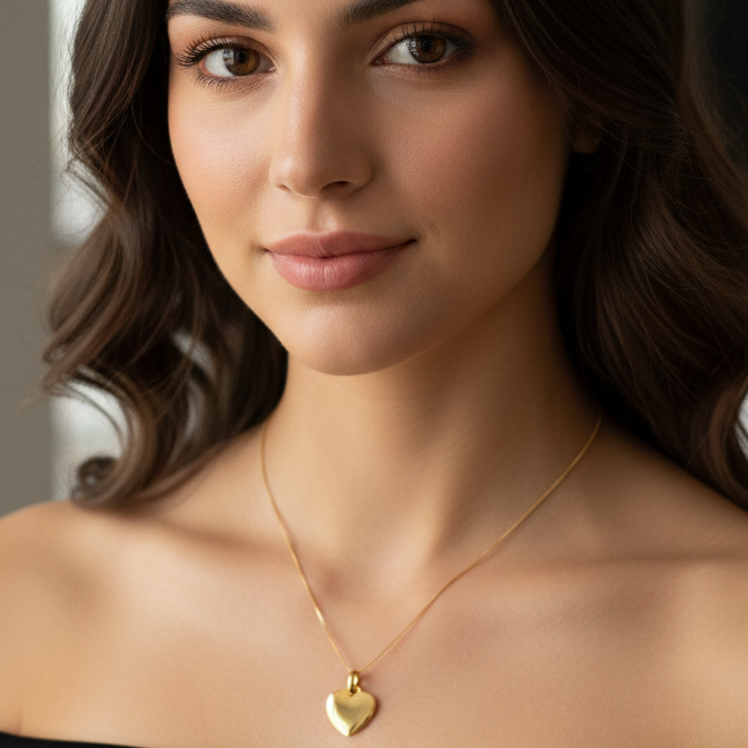 Collar Corazón Liso - Oro Amarillo 18k