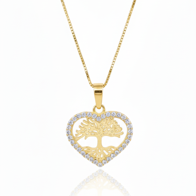 Collar Corazón Arbol de la vida - Oro Amarillo 18k