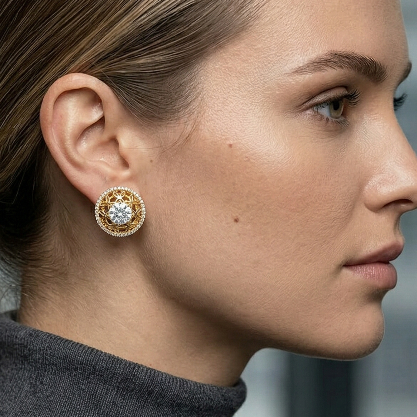 Aros Rosetón Dhalia - Aros Oro Italiano 18K