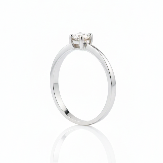Anillo Solitario - Anillo Oro Blanco 18k