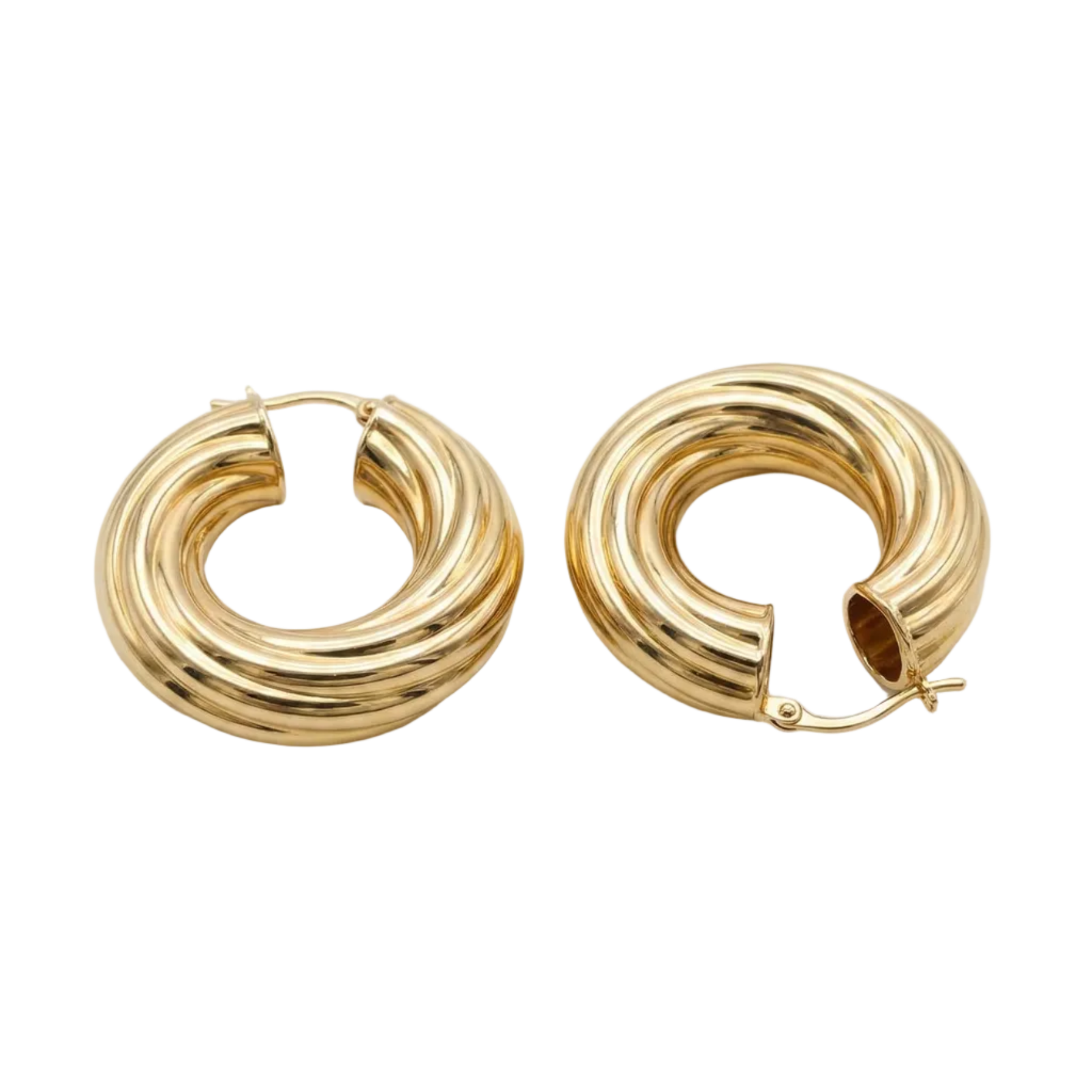 Aros Argollas Torzal en Oro 18K - Aros Oro Italiano 18K