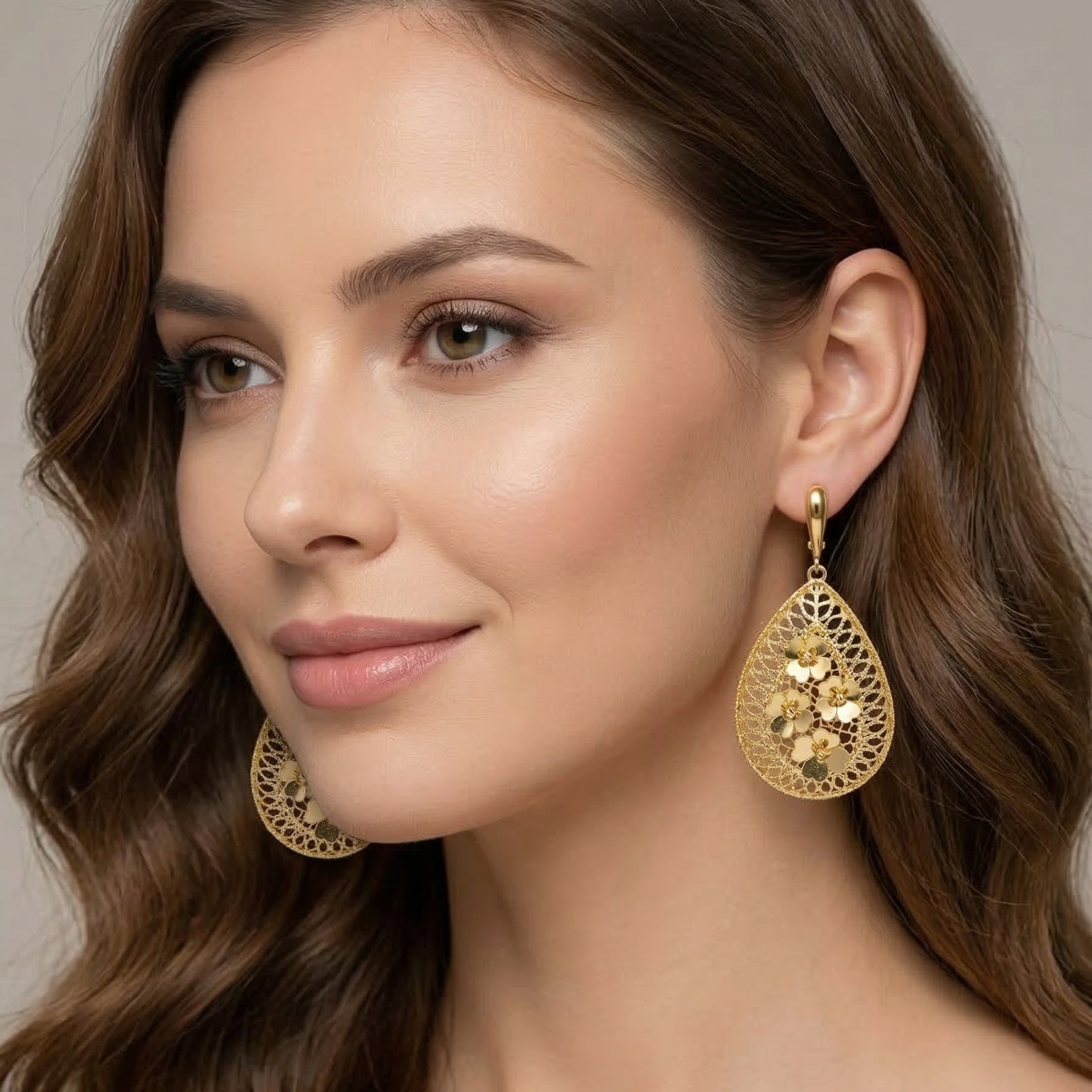 Aros Filigrana y Flores - Aros Oro Italiano 18K