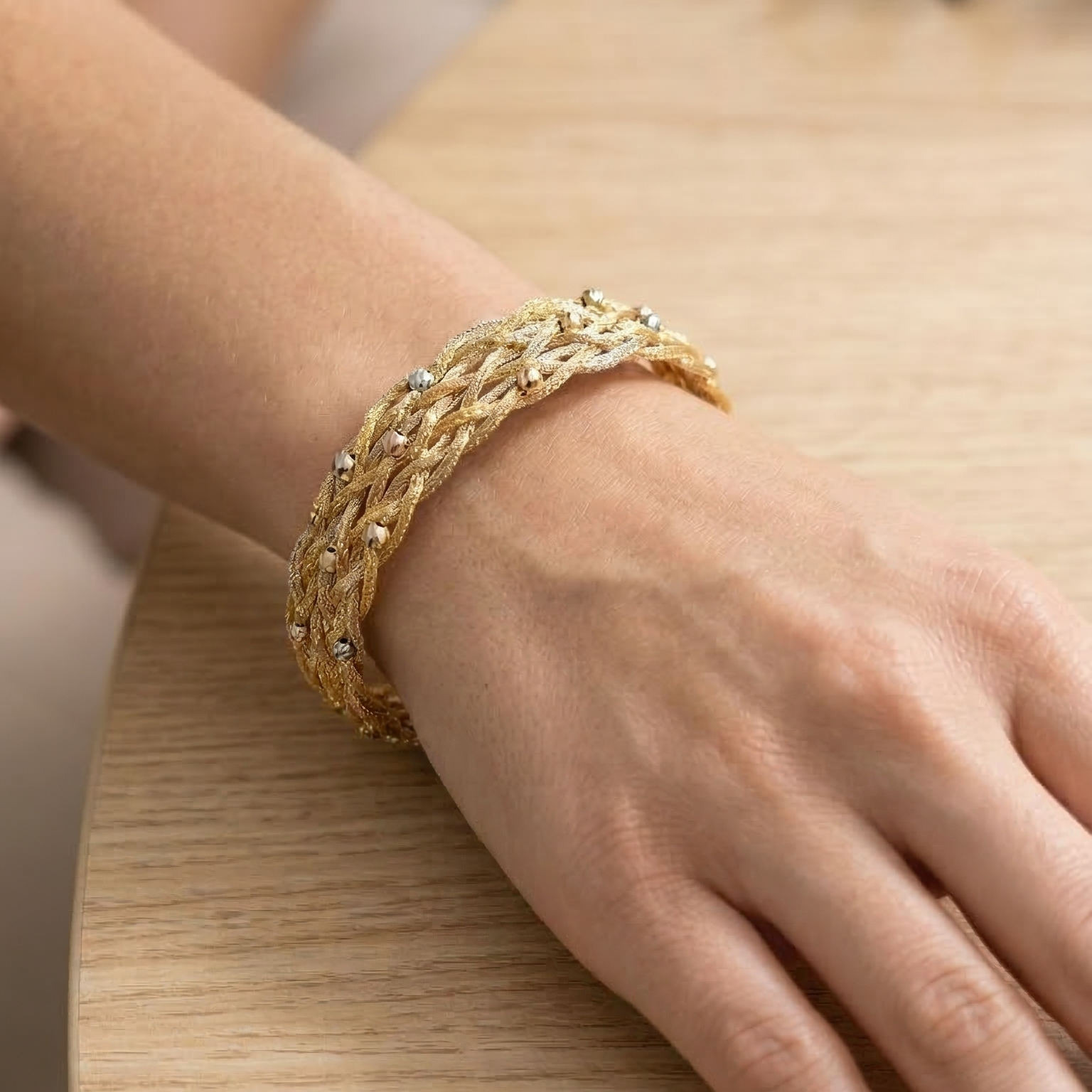 Pulsera Tejida - Pulsera Oro Italiano 18k