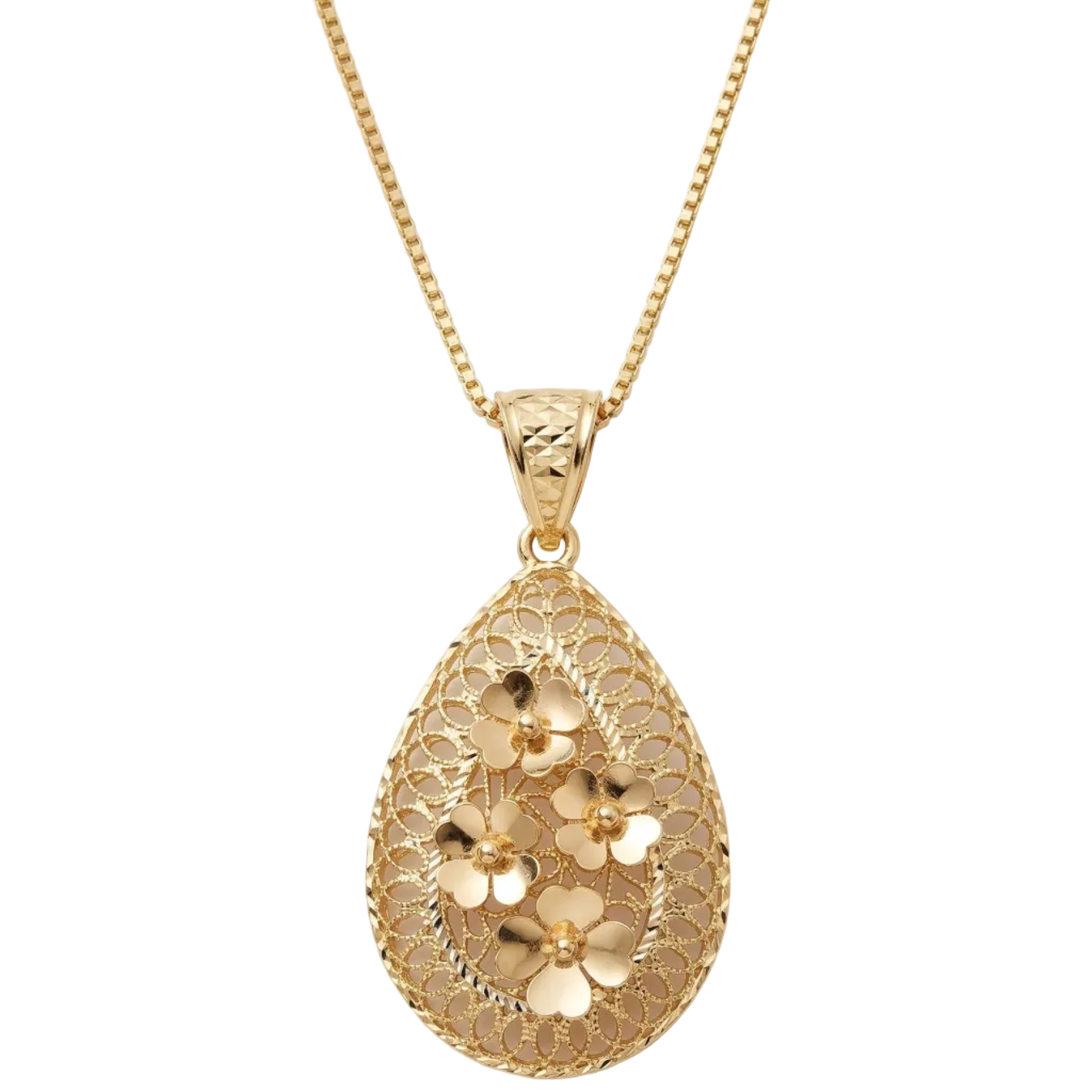 Colgante filigrana florales - Colgante Oro italiano 18k