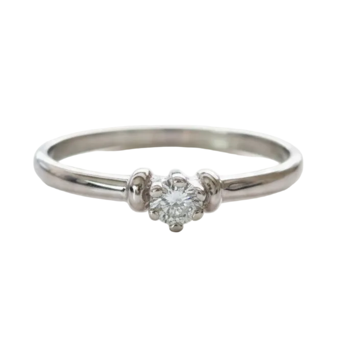 Anillo Solitario - Anillo Oro Blanco 18K