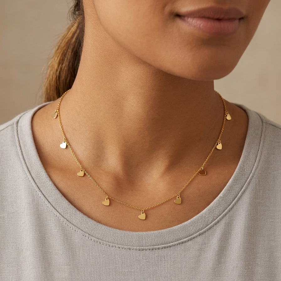 Collar mini Corazones - Collar Oro italiano 18k