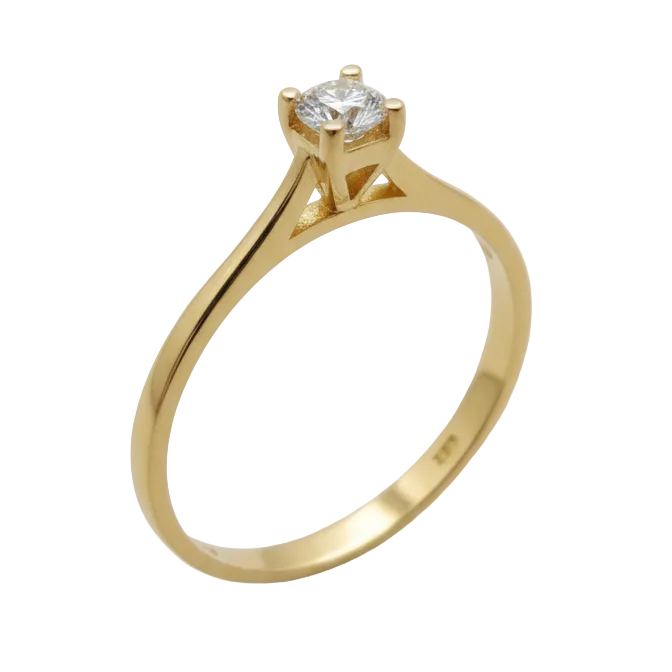 Anillo Solitario Princesa - Oro Amarillo