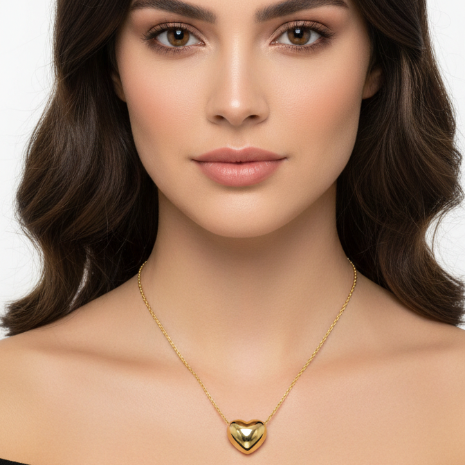 Collar Corazón Bombacho mini - Oro Amarillo 18k