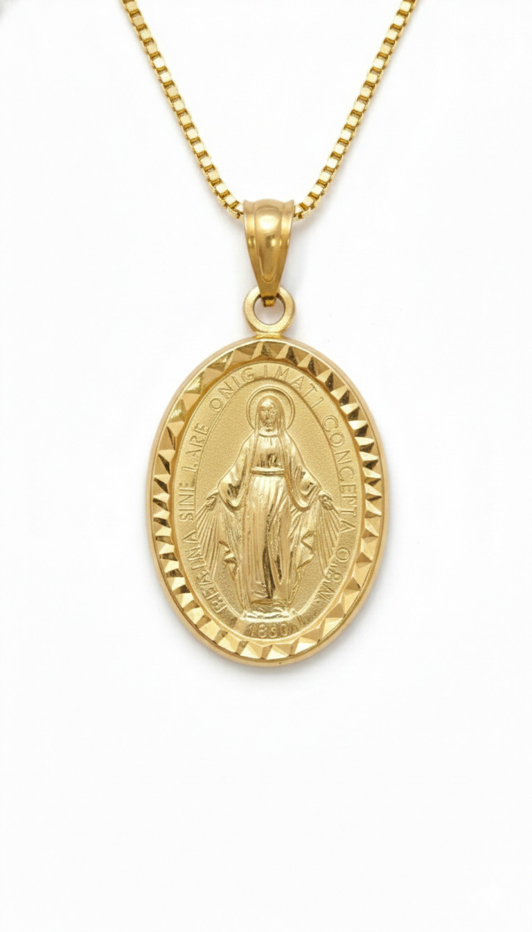 Colgante medalla Virgen La Milagrosa - Colgante Oro italiano 18k