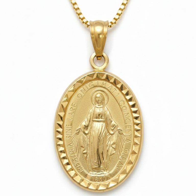 Colgante medalla Virgen La Milagrosa - Colgante Oro italiano 18k