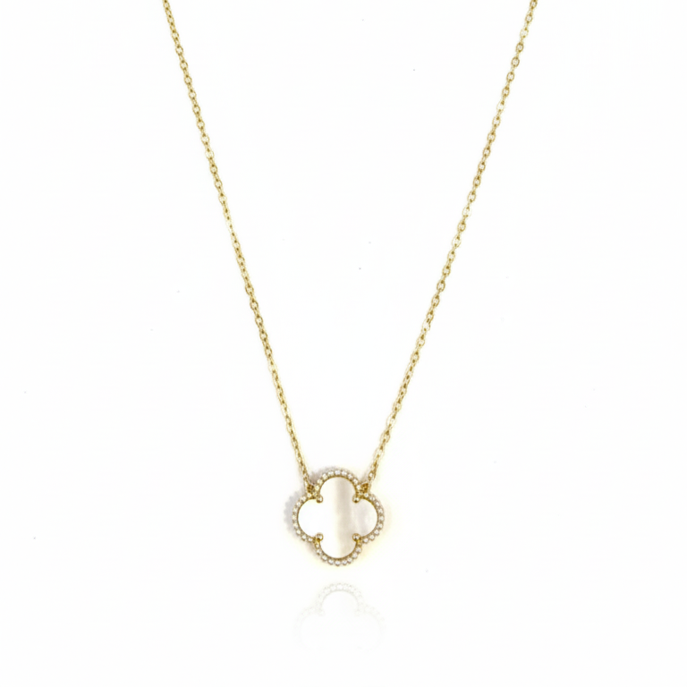 Collar Flor Esmaltada - Collar Oro italiano 18k