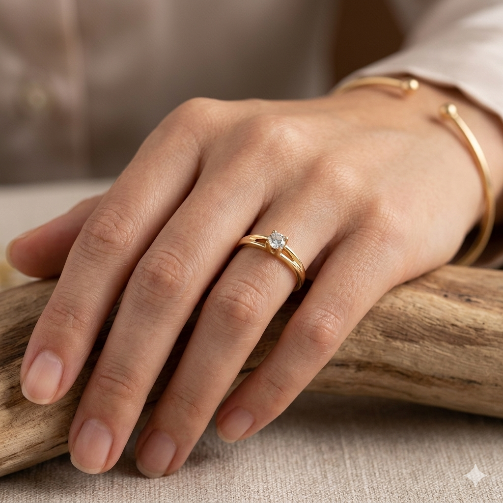 Anillo Oro amarillo diamante - Anillo Oro 18k