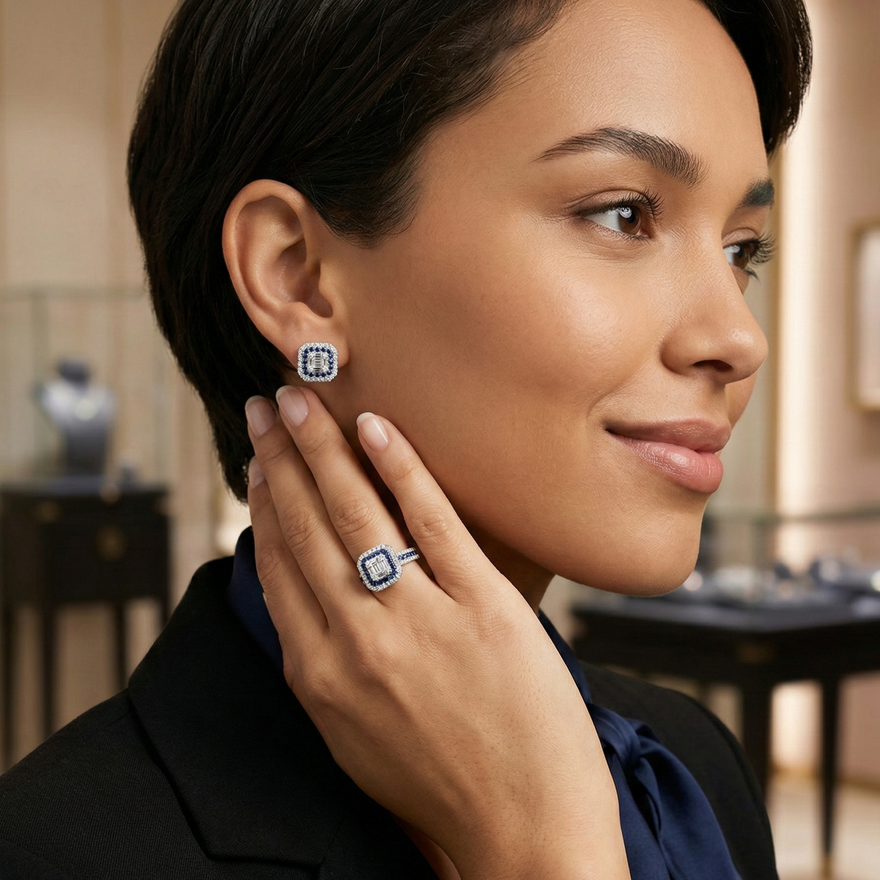 Anillo Cuadrado Zafiro - Anillo Oro 18k